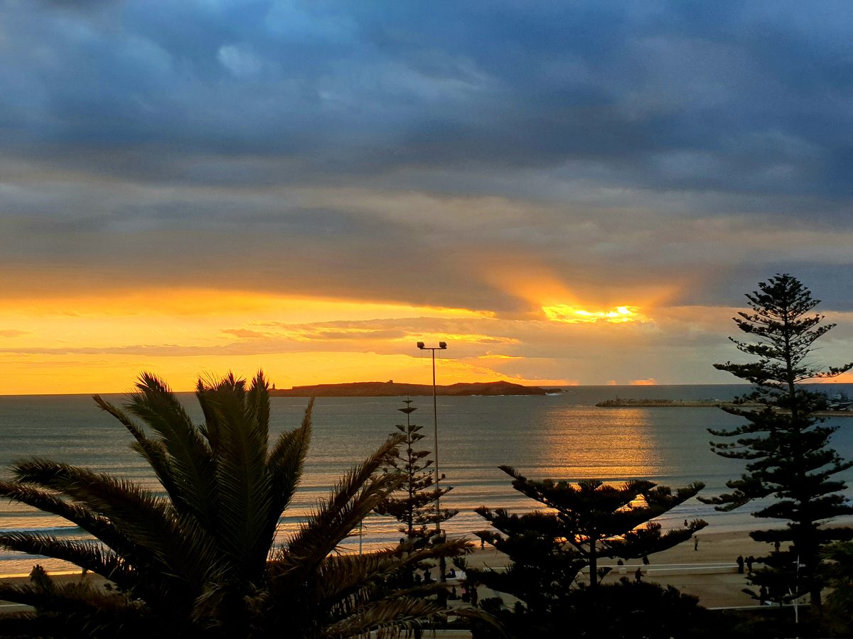 Le soir sur la baie d'Essaouira, face à l'île de Mogador