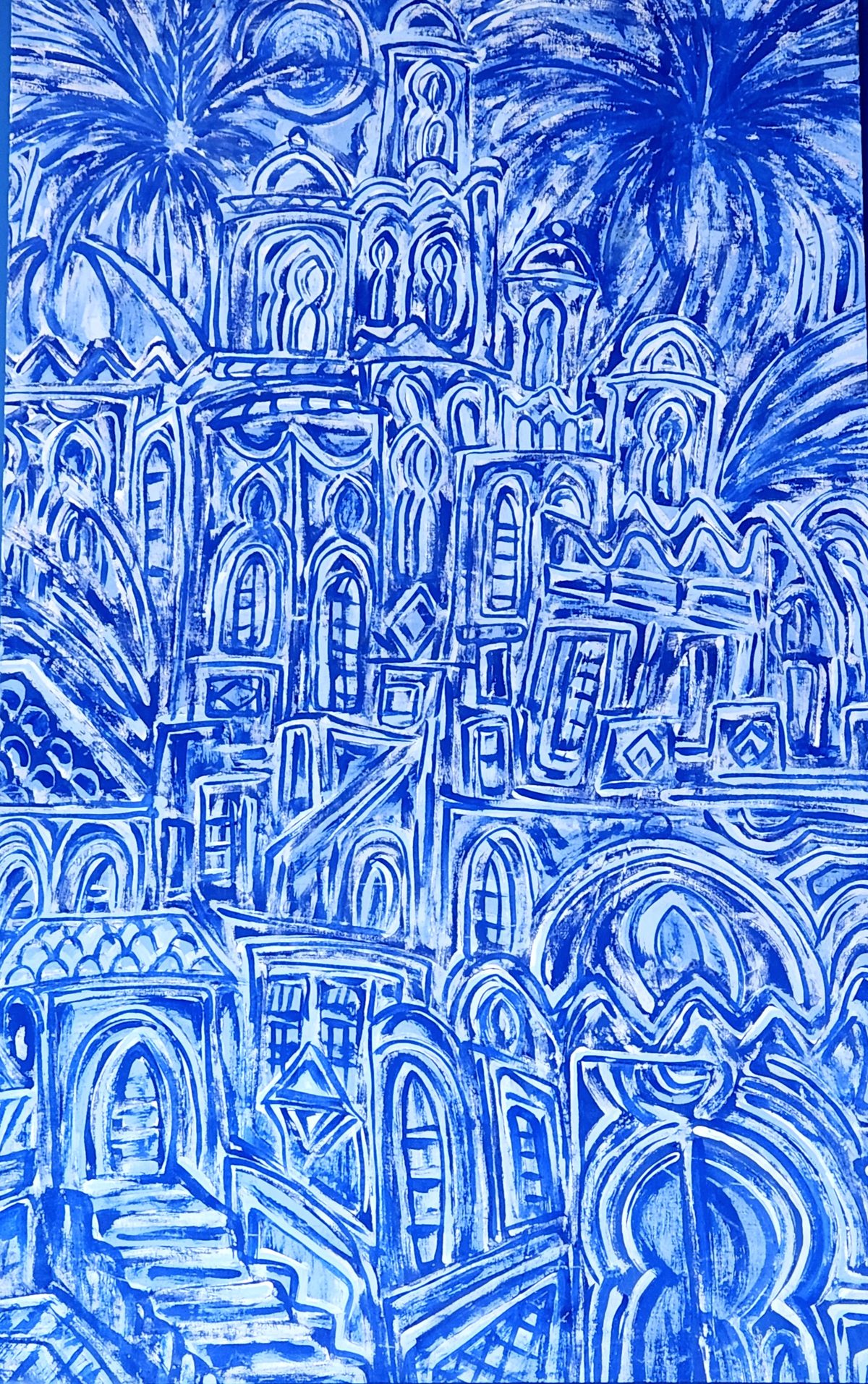 La ville en bleu — peinture